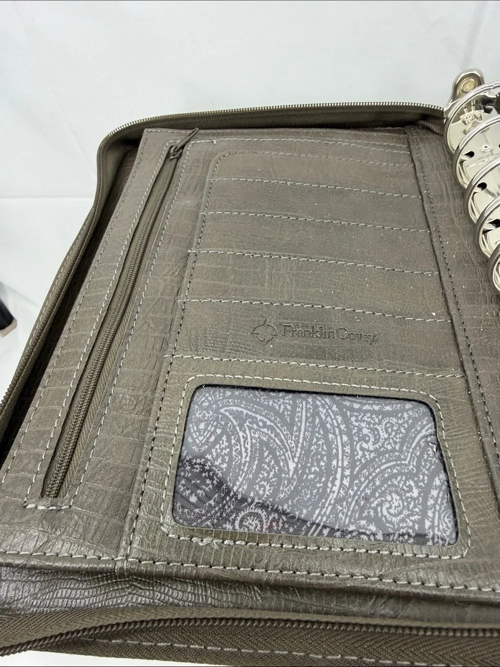 Franklin Covey Faux Croc Classic Zip Planner Binder Case Organizer, 7 ring, 1.5